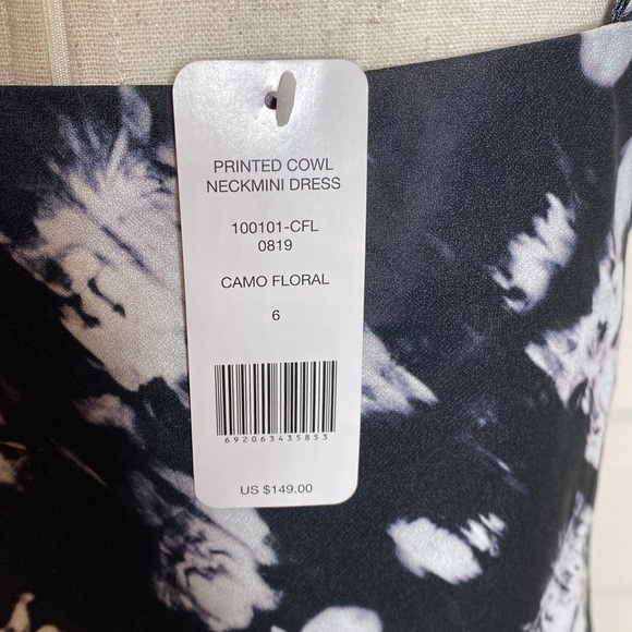 NWT Bebe printed cowl neck sleeveless mini dress, sz 6 - Picture 6 of 10